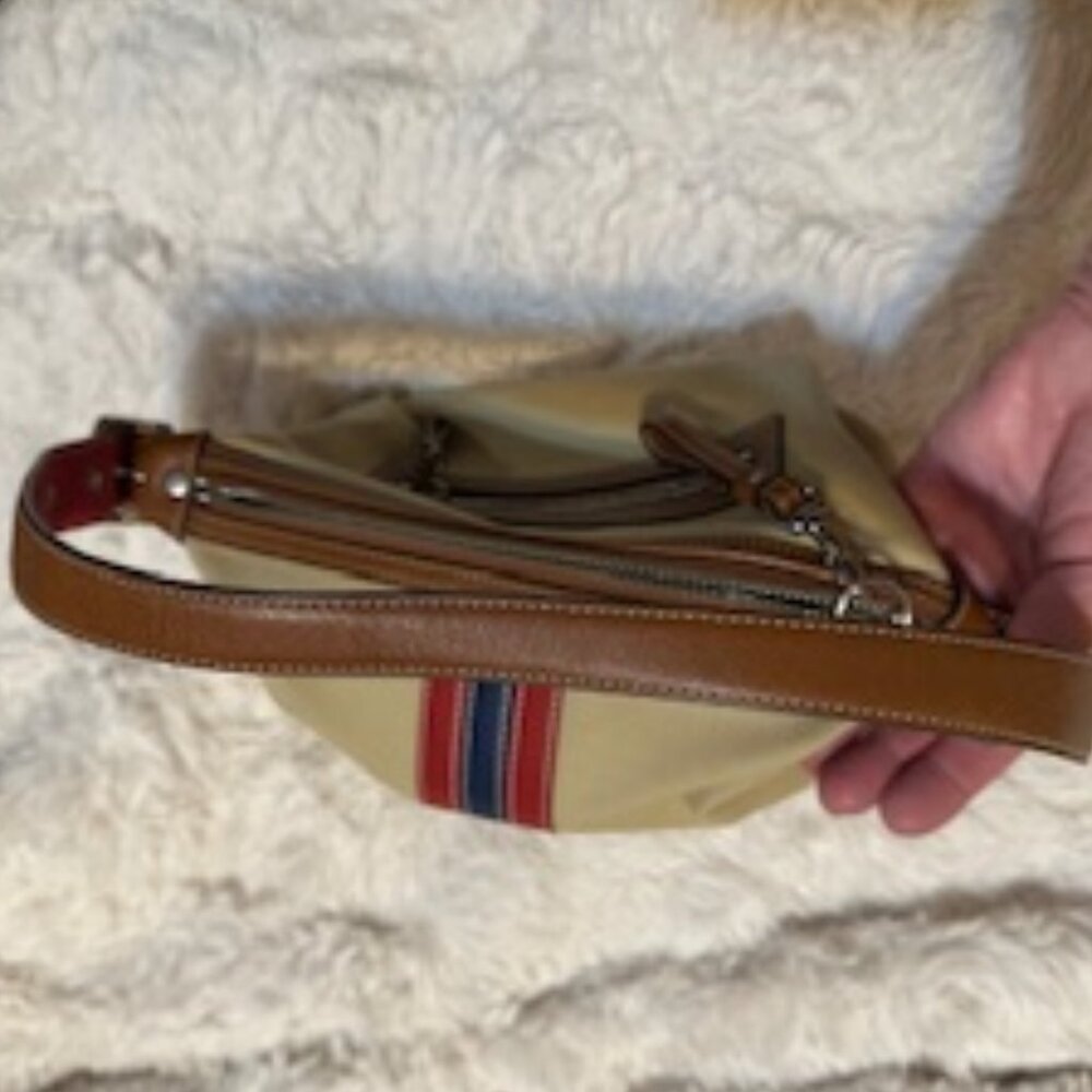 Vintage Coach Bag- Canvas with Leather Stripes - Picture 7 of 10